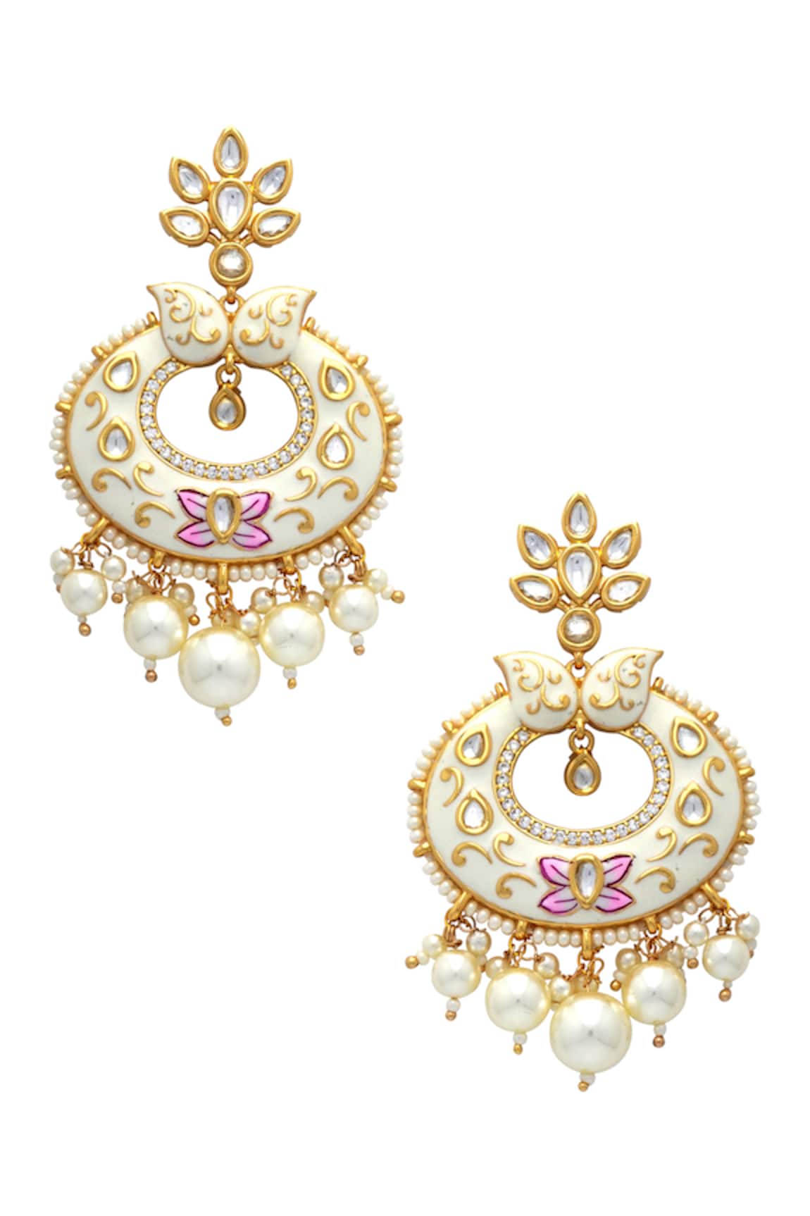 Tizora Meenakari Pearl Drop Chandbalis