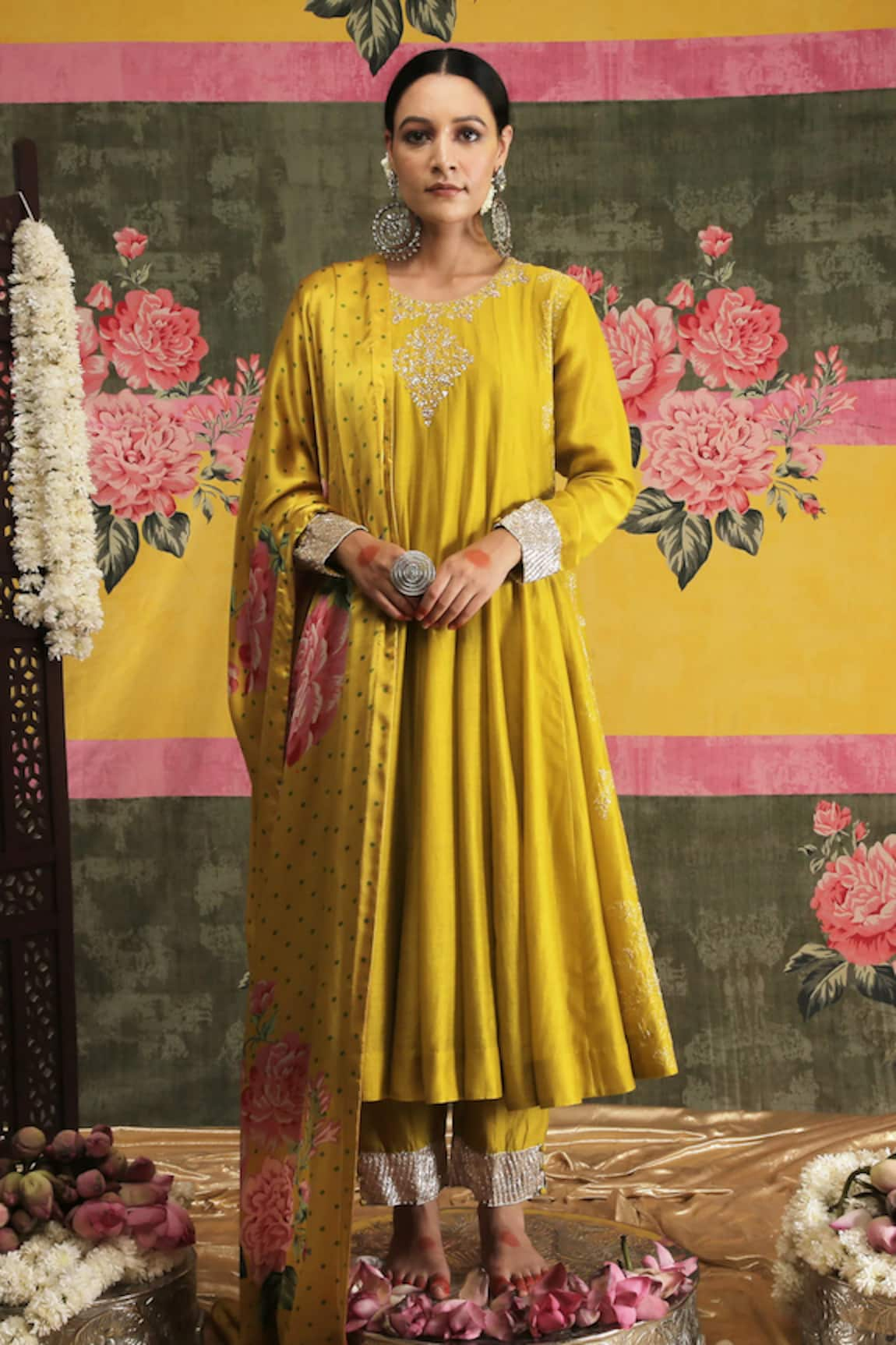 Vrinda by Pundrik Dubey Sandli Peeli Anarkali Set