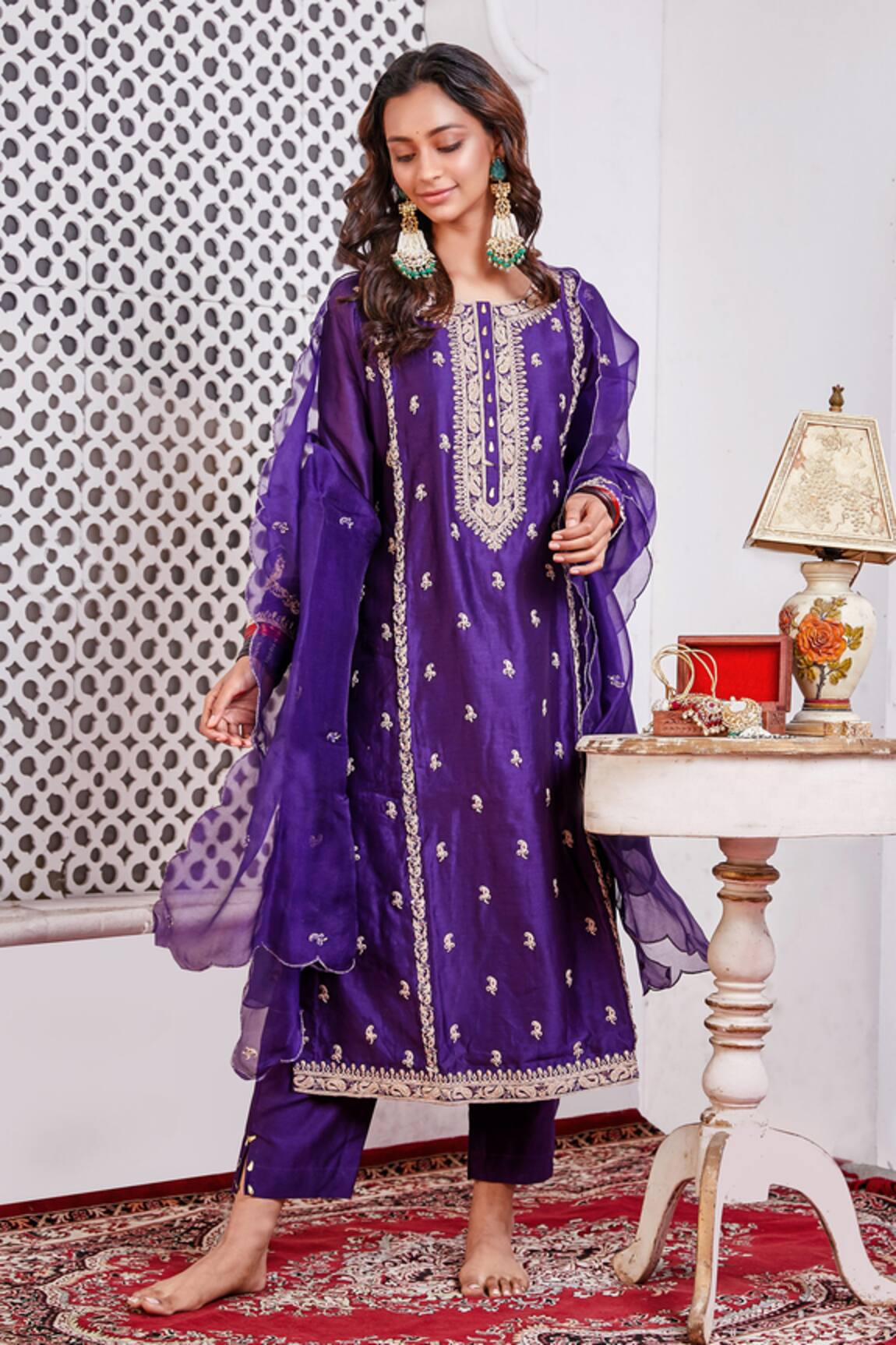 Pink City By Sarika Silk Chanderi Kurta Set 