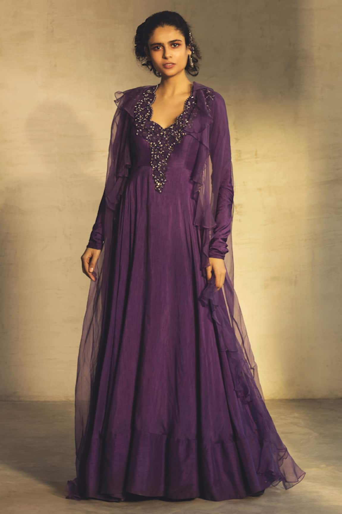 Parul and Preyanka Embroidered Anarkali with Cape