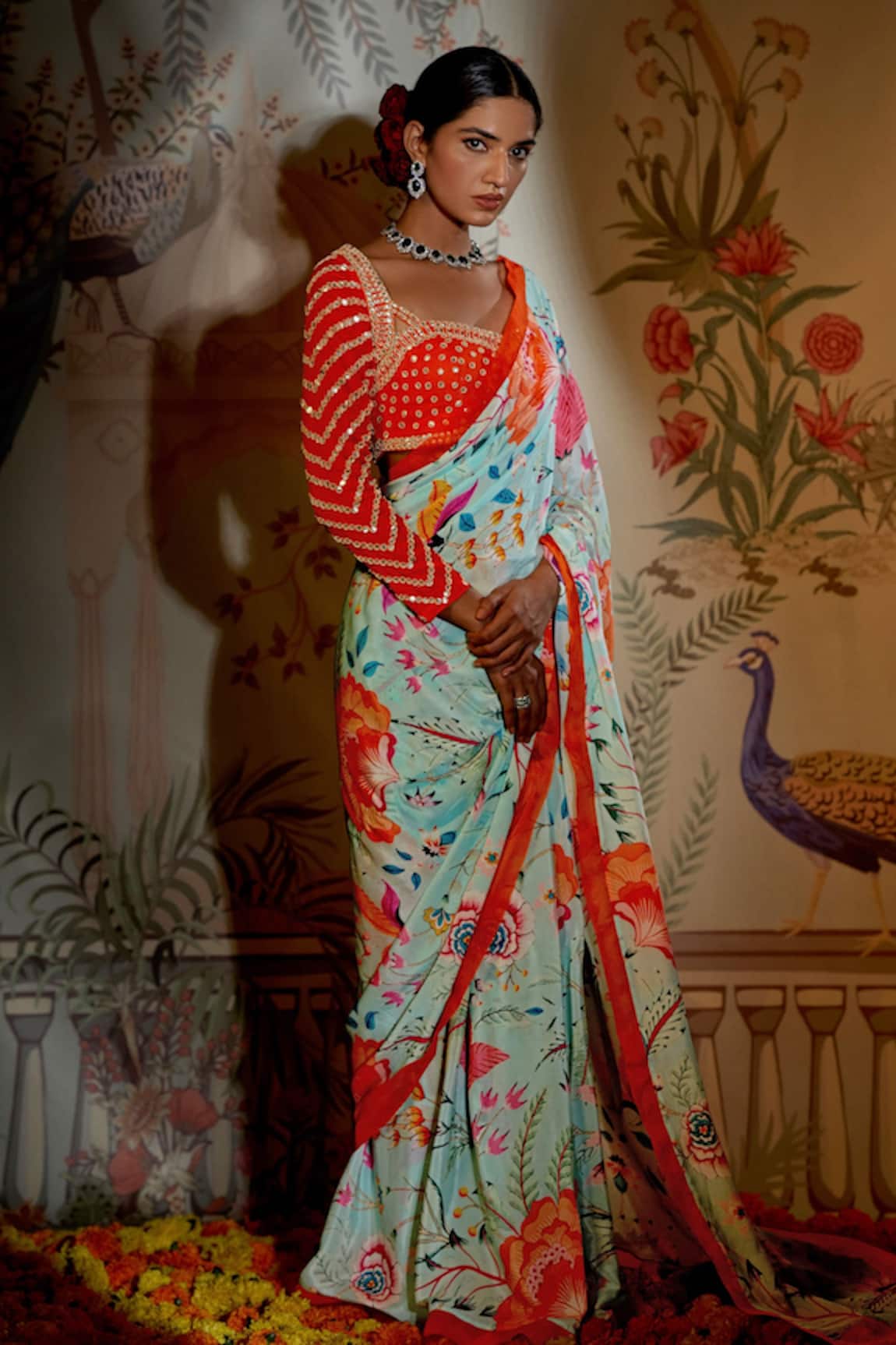 Aayushi Maniar Floral Print Saree With Blouse