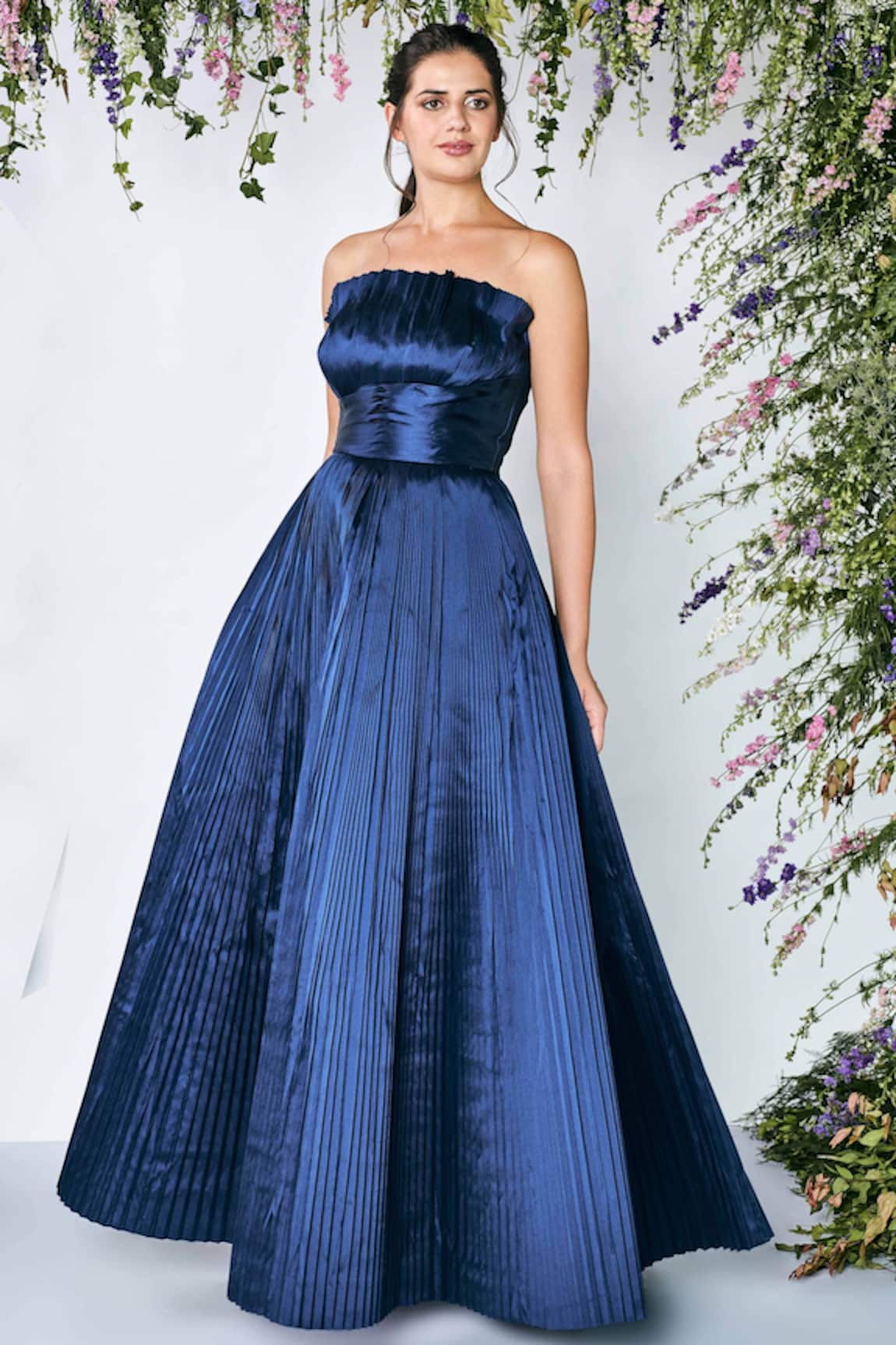 Shivani Awasty Pleated Metallic Gown 