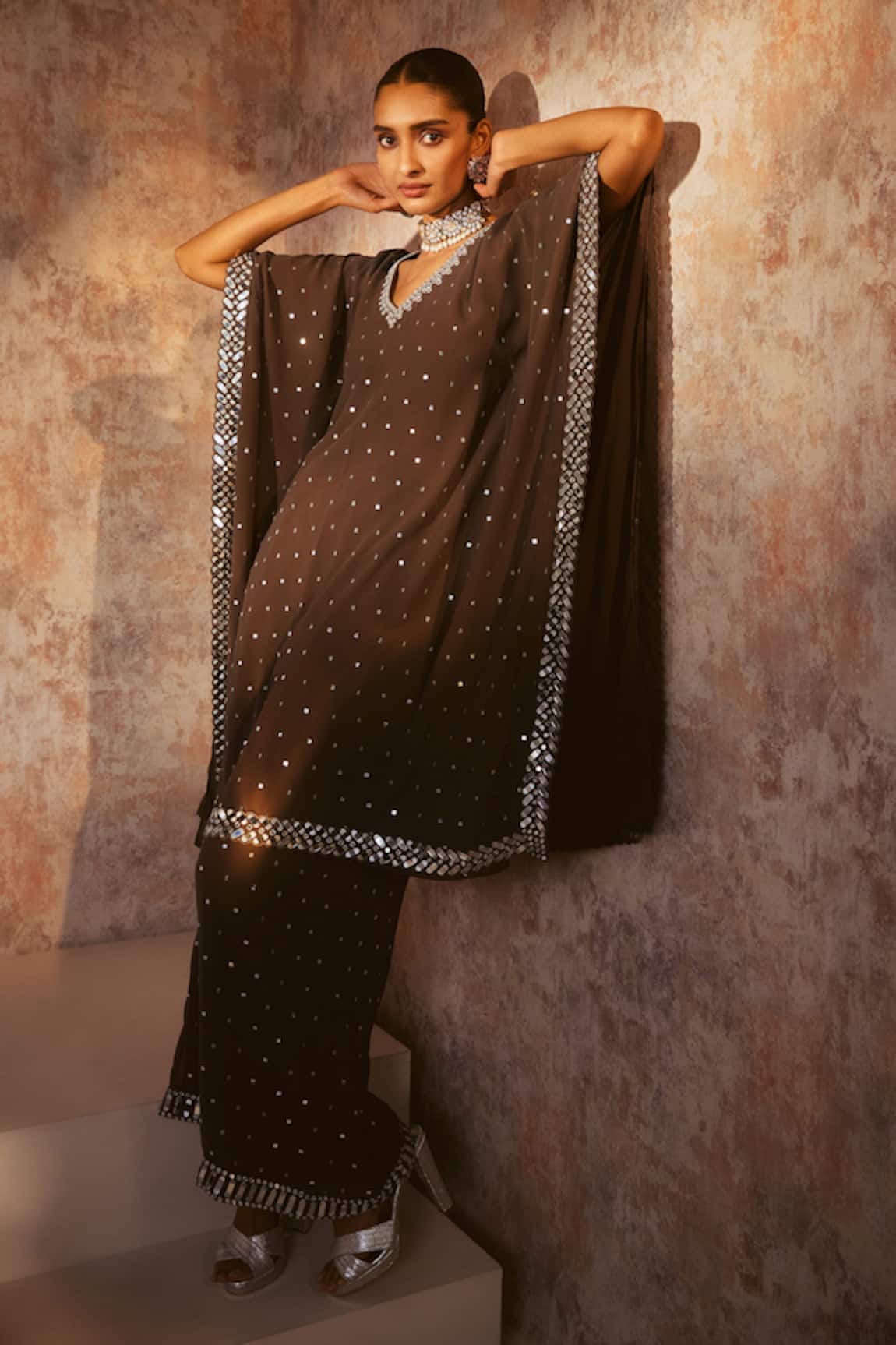 Vvani By Vani Vats Mirror & Chheeta Work Kaftan Set 