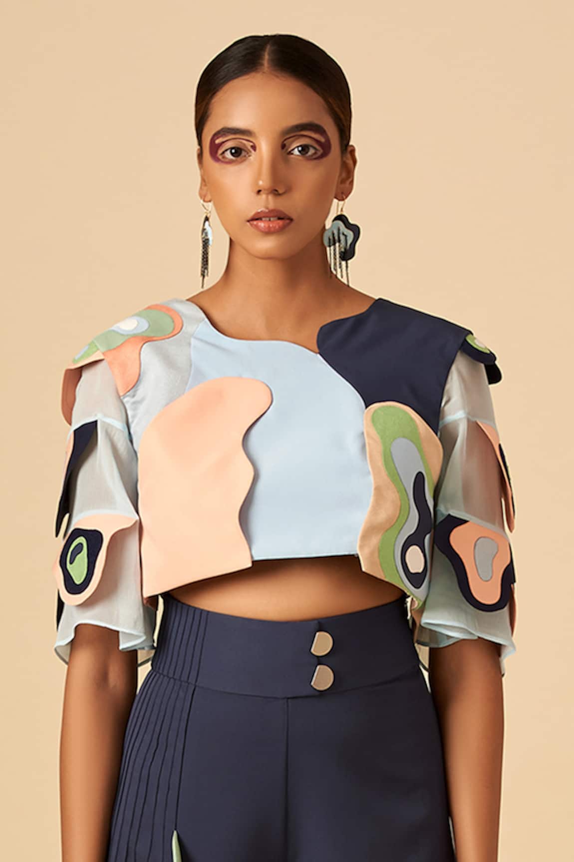 Siddhant Agrawal Applique Colorblock Crop Top