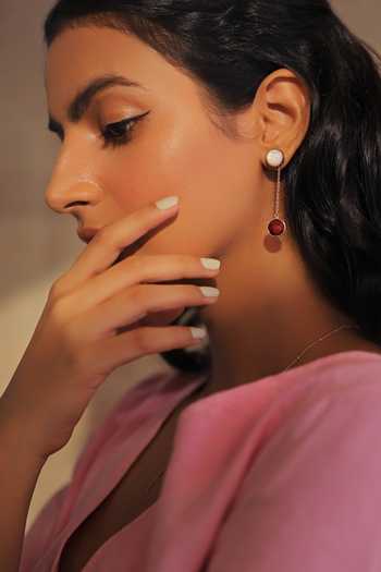 Varnika Arora Gold Tiered Mother of Pearl Danglers 