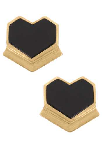 Varnika Arora Gold Onyx Heart Stud Earrings 