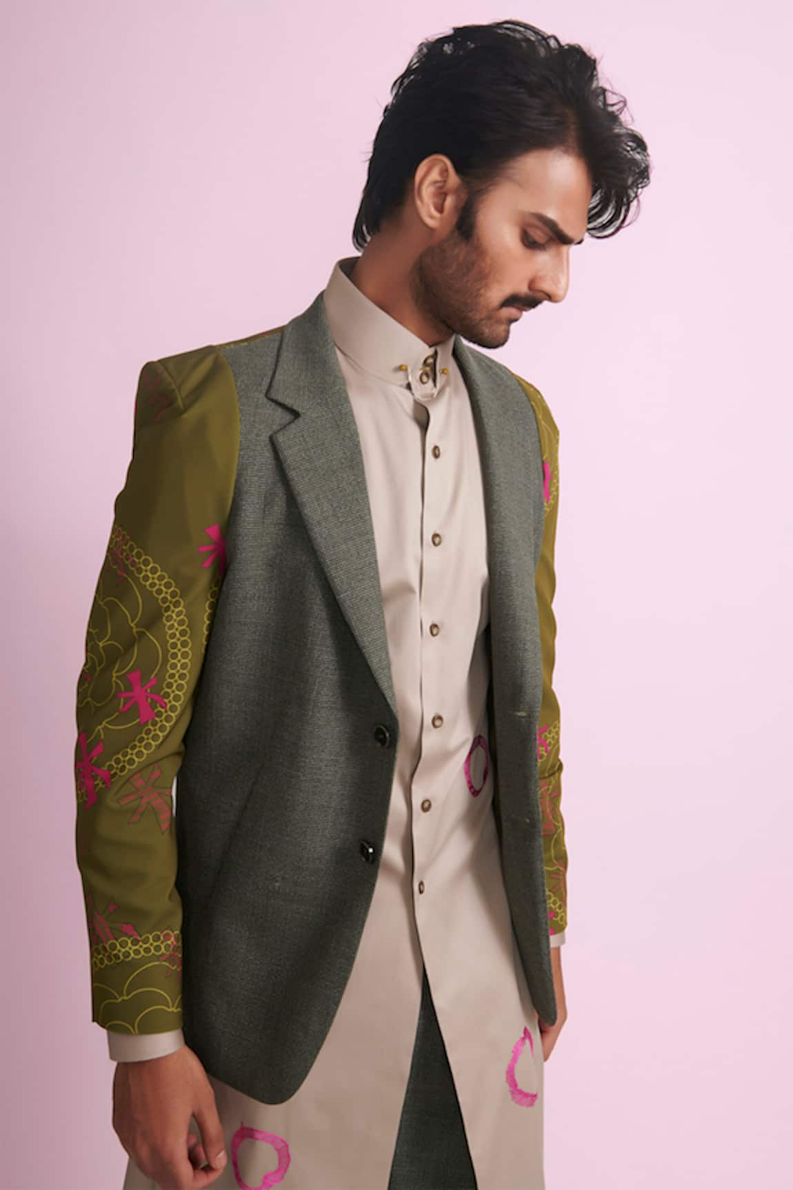 Vikram Bajaj Printed Blazer & Kurta Set