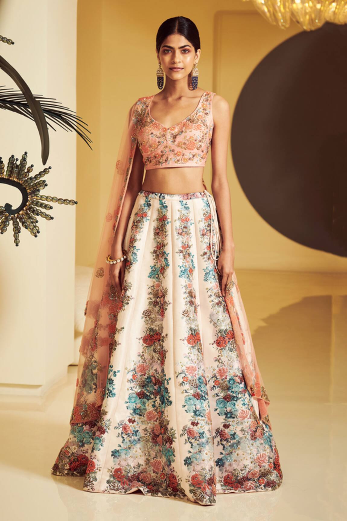 Varun Bahl Floral Print Bridal Lehenga Set