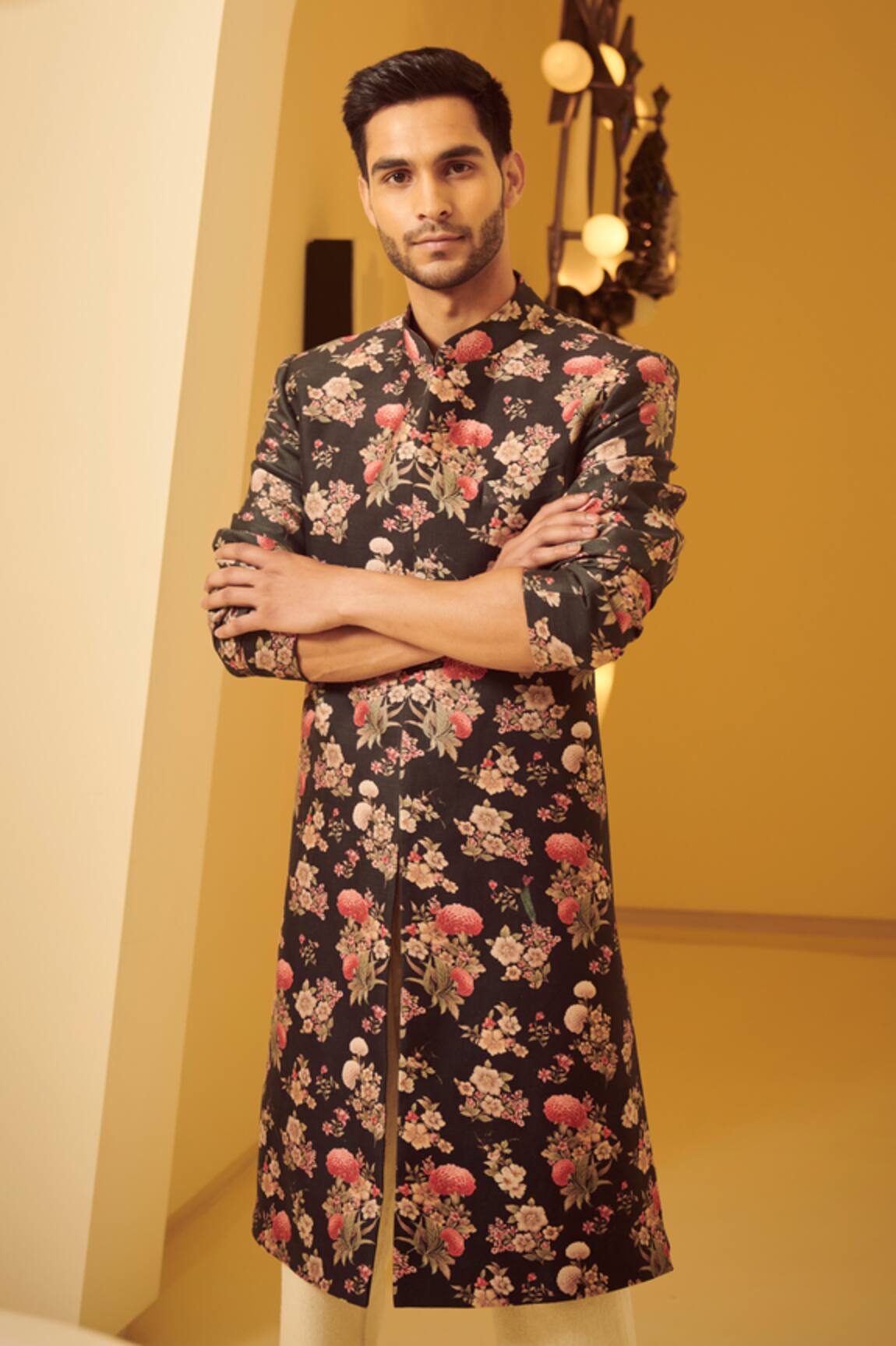 Varun Bahl Floral Print Sherwani
