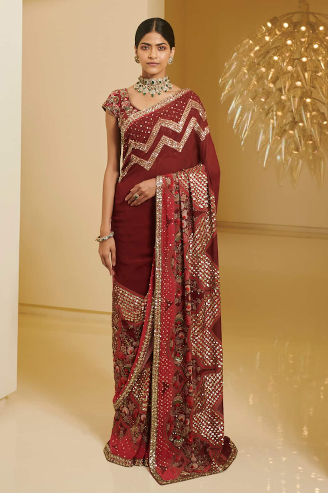 Varun Bahl Embroidered Saree with Blouse