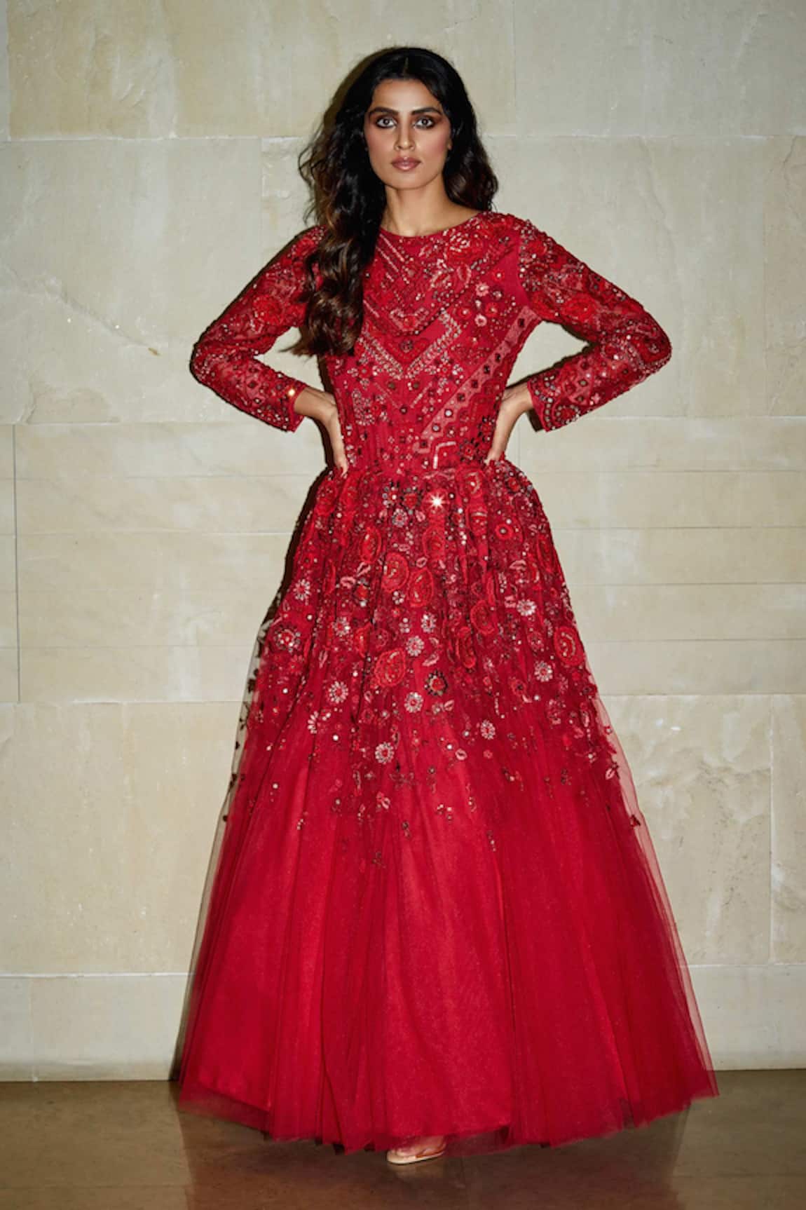 Varun Bahl Embroidered Flared Gown 
