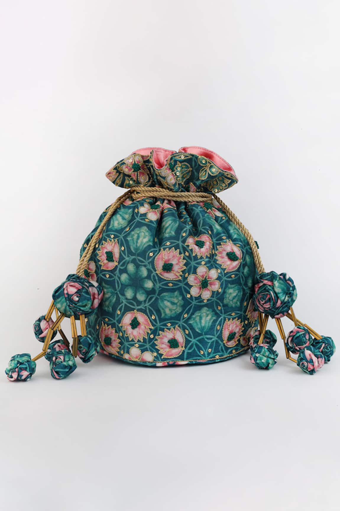 Vareli Bafna  Floral Print Potli Bag