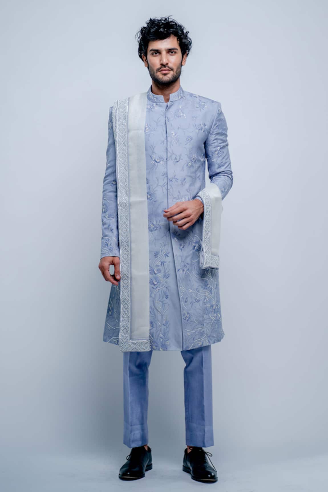Varun Chakkilam Silk Embroidered Sherwani Set