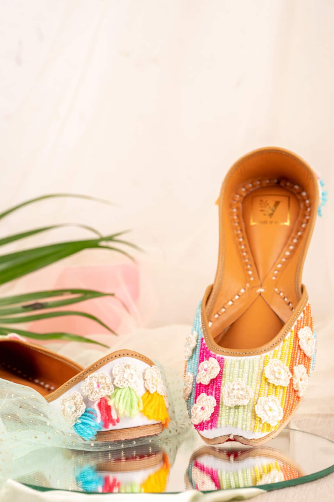 House Of Vian Crochet Flowers Embroidered Juttis 