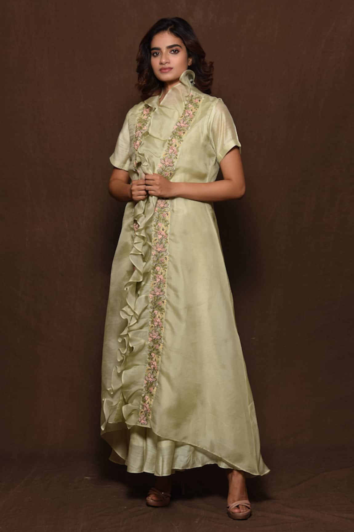 Vara By Vibha N Priti Silk Jumpsuit with Jacket  