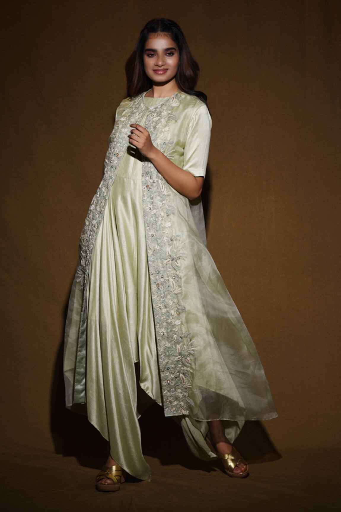 Vara By Vibha N Priti Silk Jumpsuit with Jacket  