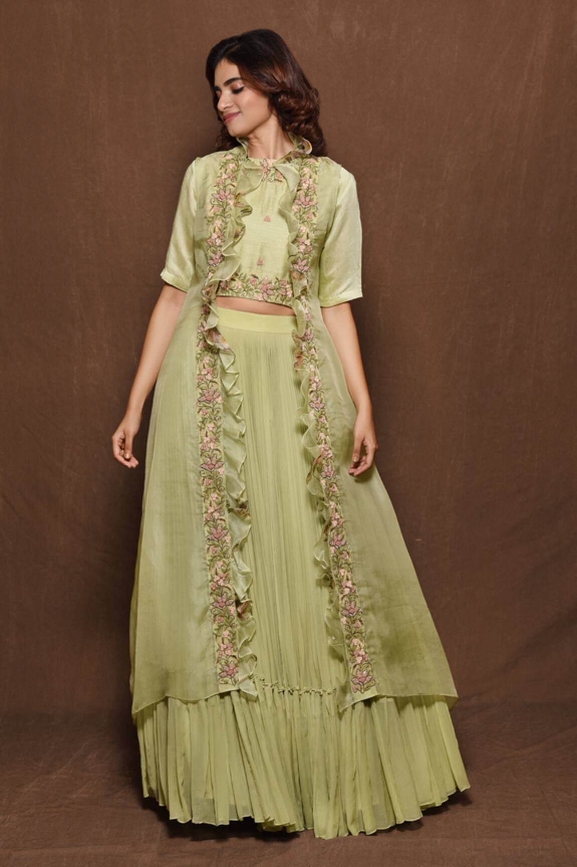 Vara By Vibha N Priti Embroidered Cape & Lehenga Set 