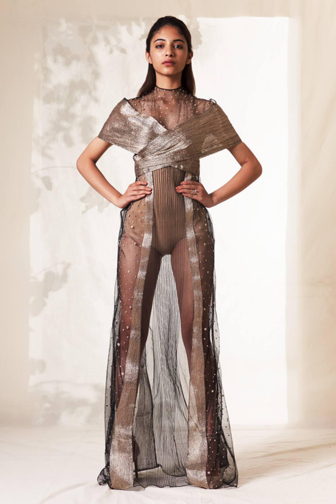 Vivek Patel Embroidered Tulle Gown