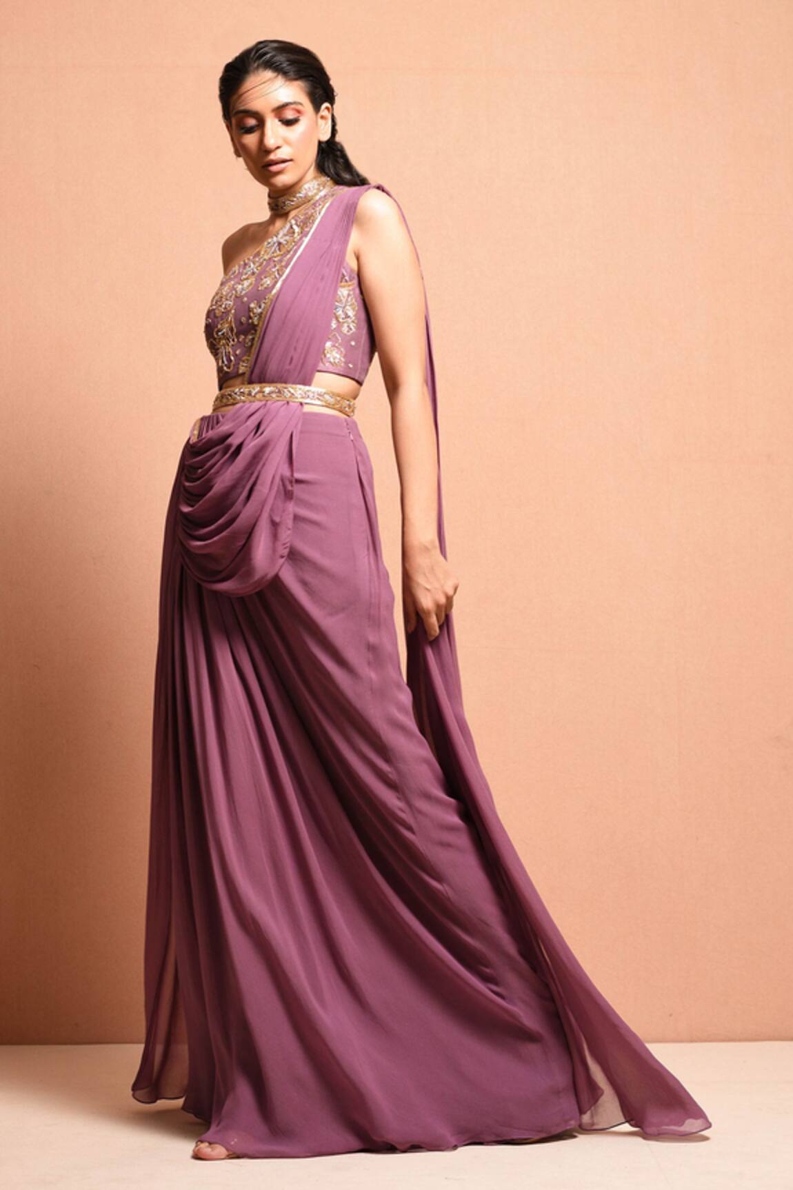 Vivek Patel Pre-Draped Saree with Blouse