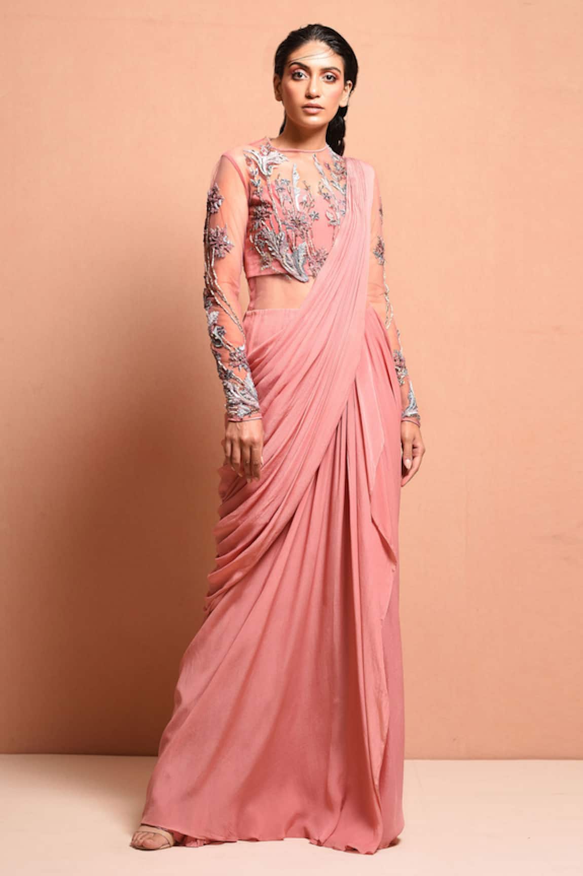 Vivek Patel Embellished Saree Gown