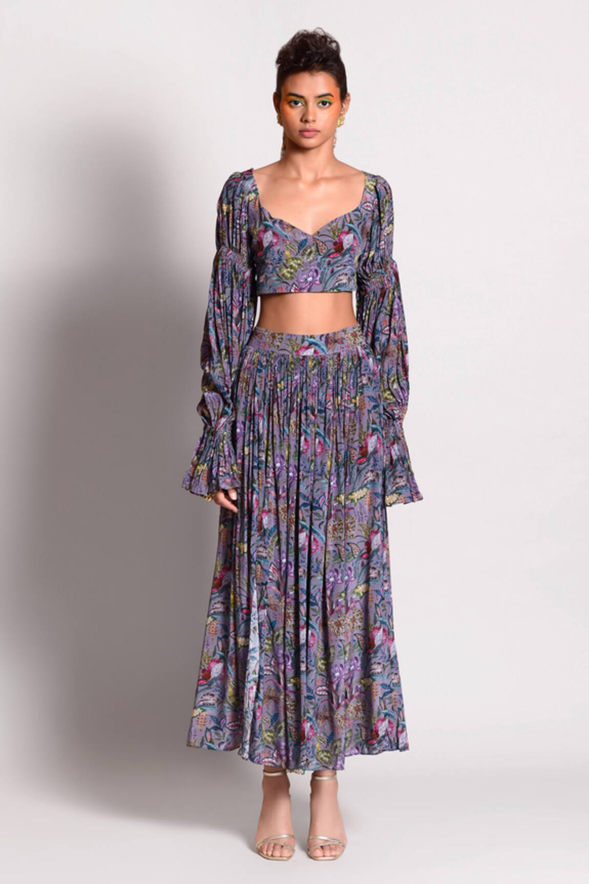 Rishi & Vibhuti Printed Crop Top & Skirt Set