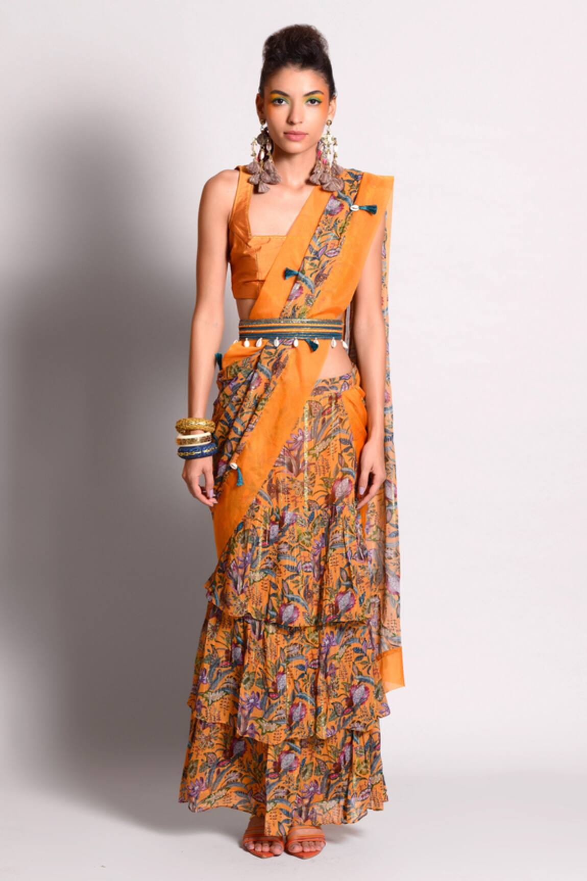 Rishi And Vibhuti Pre-Draped Saree with Blouse 