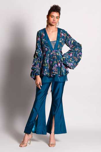 Rishi And Vibhuti Peplum Top & Pant Set 