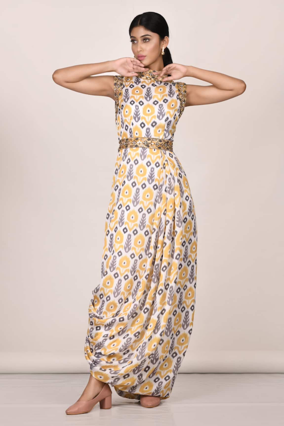 Khwaab by Sanjana Lakhani Floral Print High Neck Dress