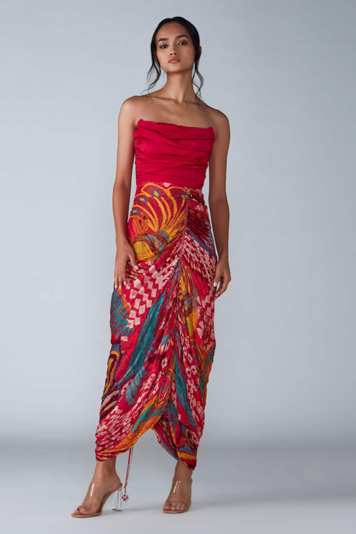 Saaksha & Kinni Abstract Bird Print Saree Dress