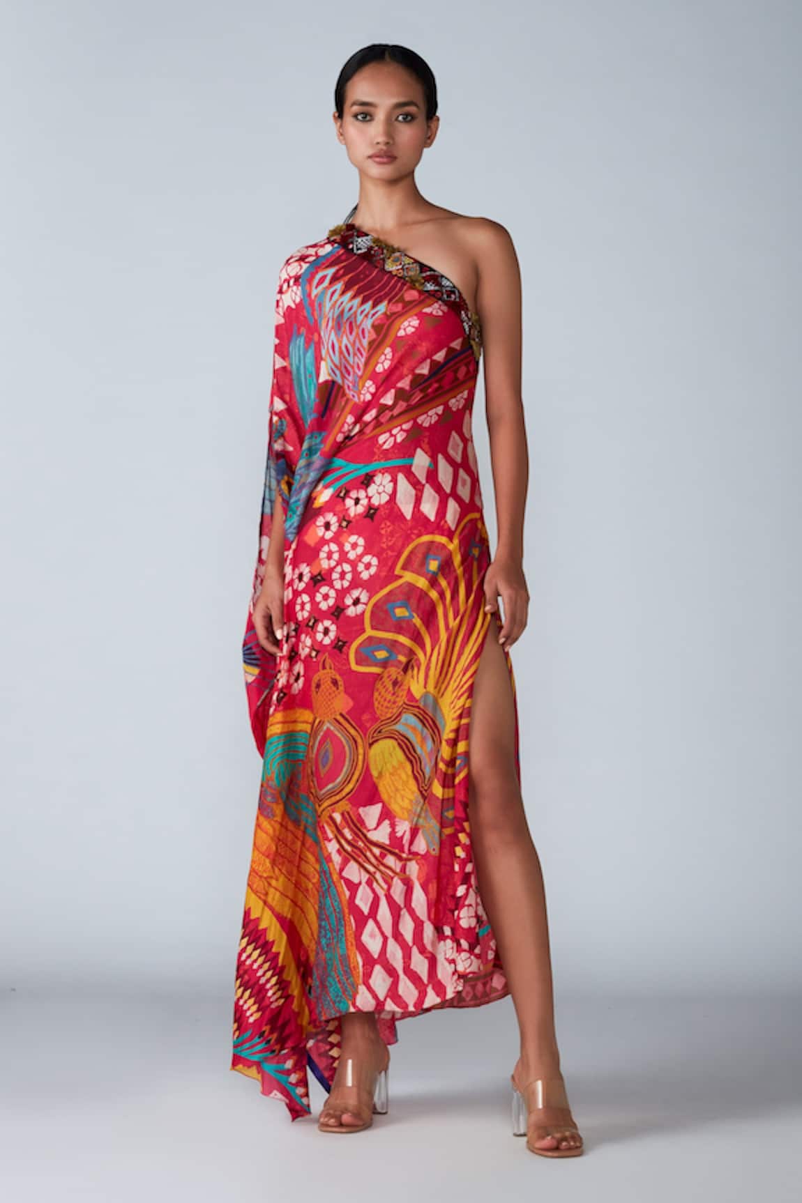 Saaksha & Kinni Abstract Bird Print Kaftan Dress