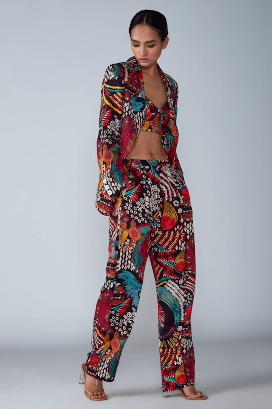 Saaksha & Kinni Abstract Bird Print Trouser