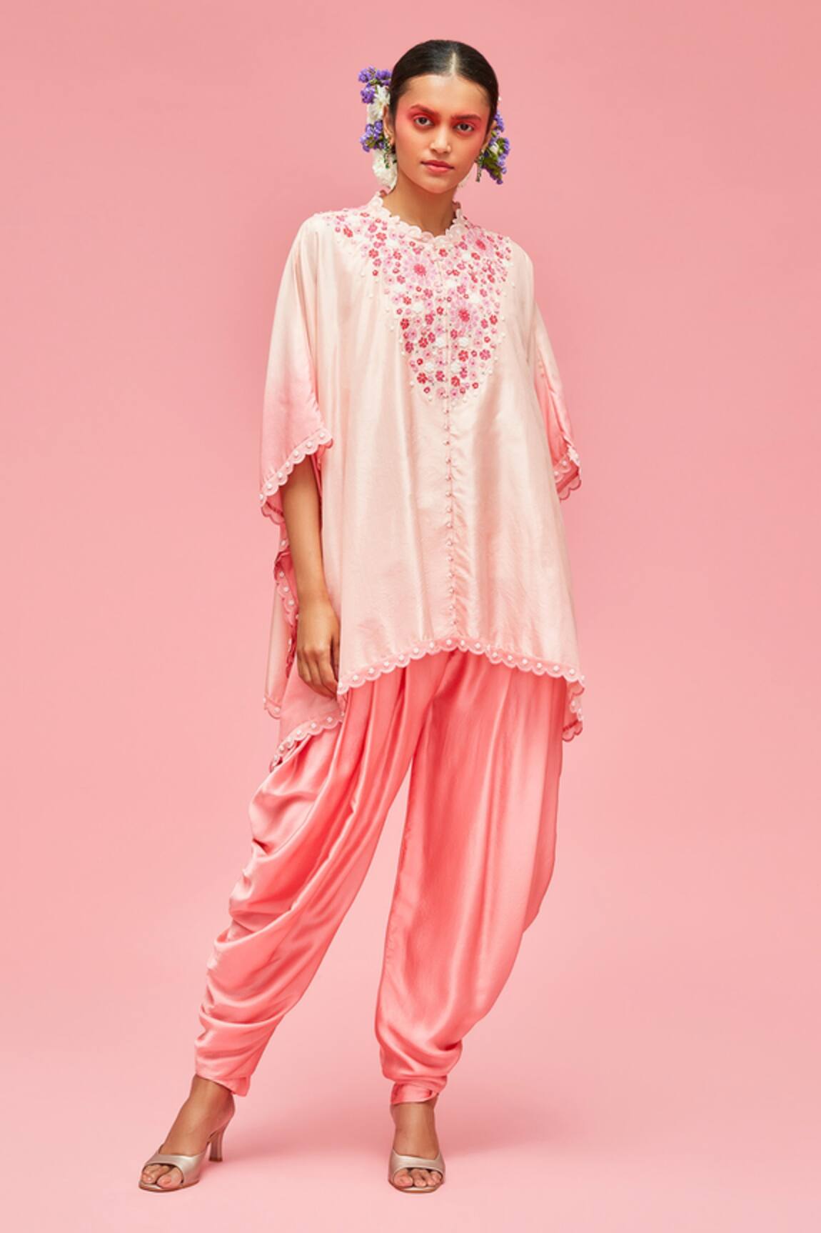 Nachiket Barve Embroidered Top & Dhoti Pant Set 