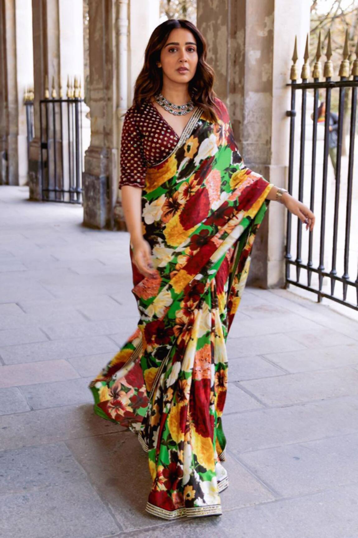 Prints by Radhika Floral Print Saree With Blouse