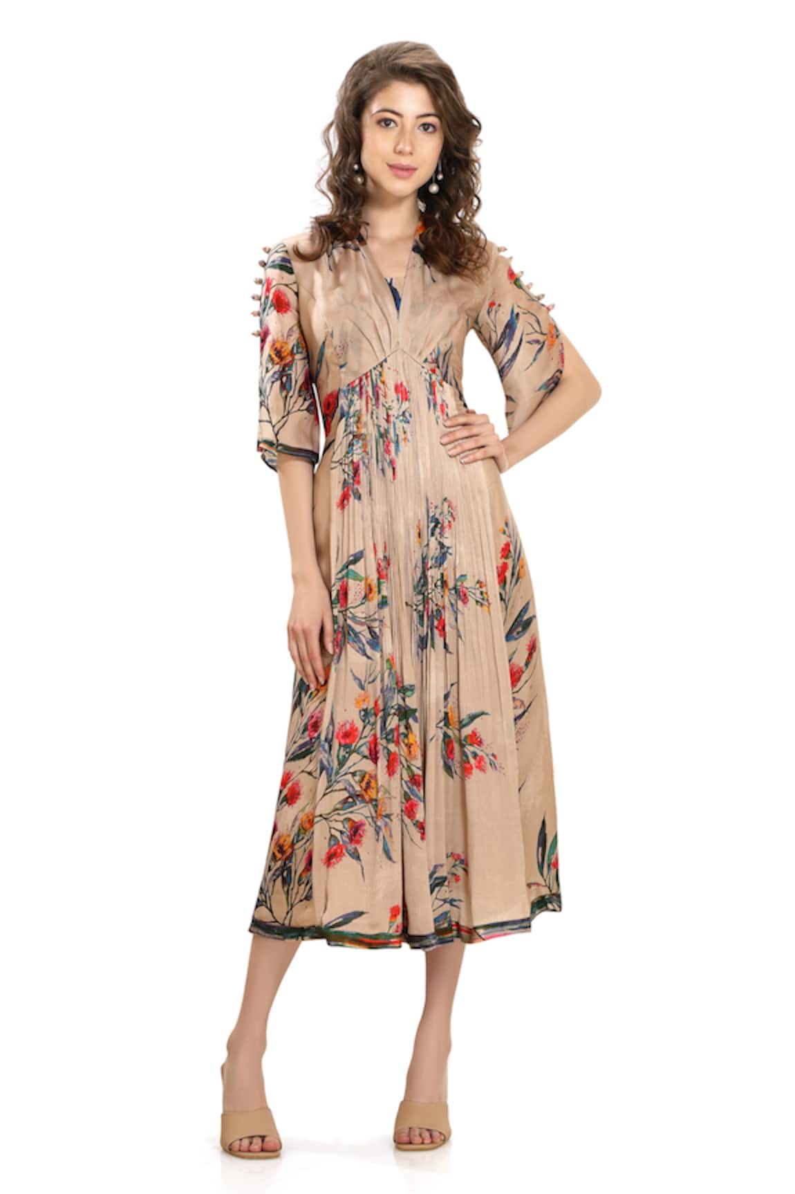 Whimsical By Shica Floral Print Pleated Dress 