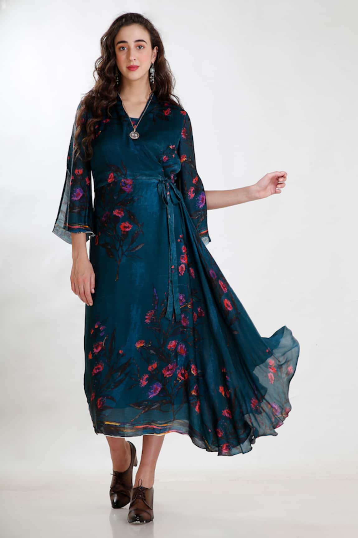 Whimsical By Shica Printed Draped Dress 