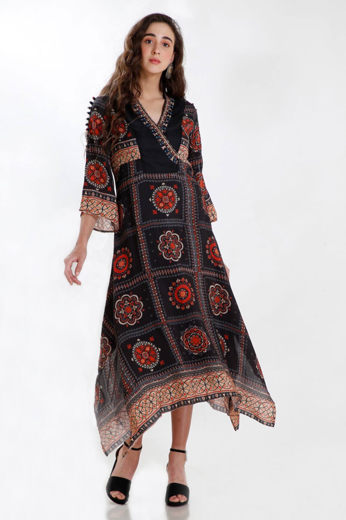 Whimsical By Shica Printed Asymmetric Dress 