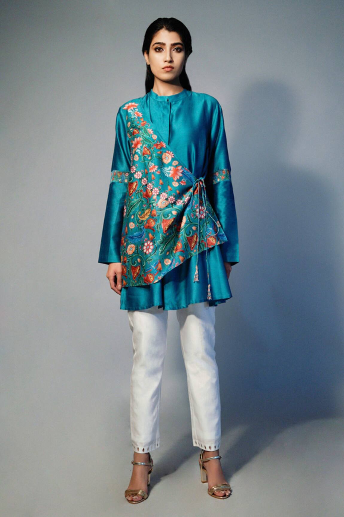 SAKSHAM & NEHARICKA Chanderi Printed Layered Kurta 