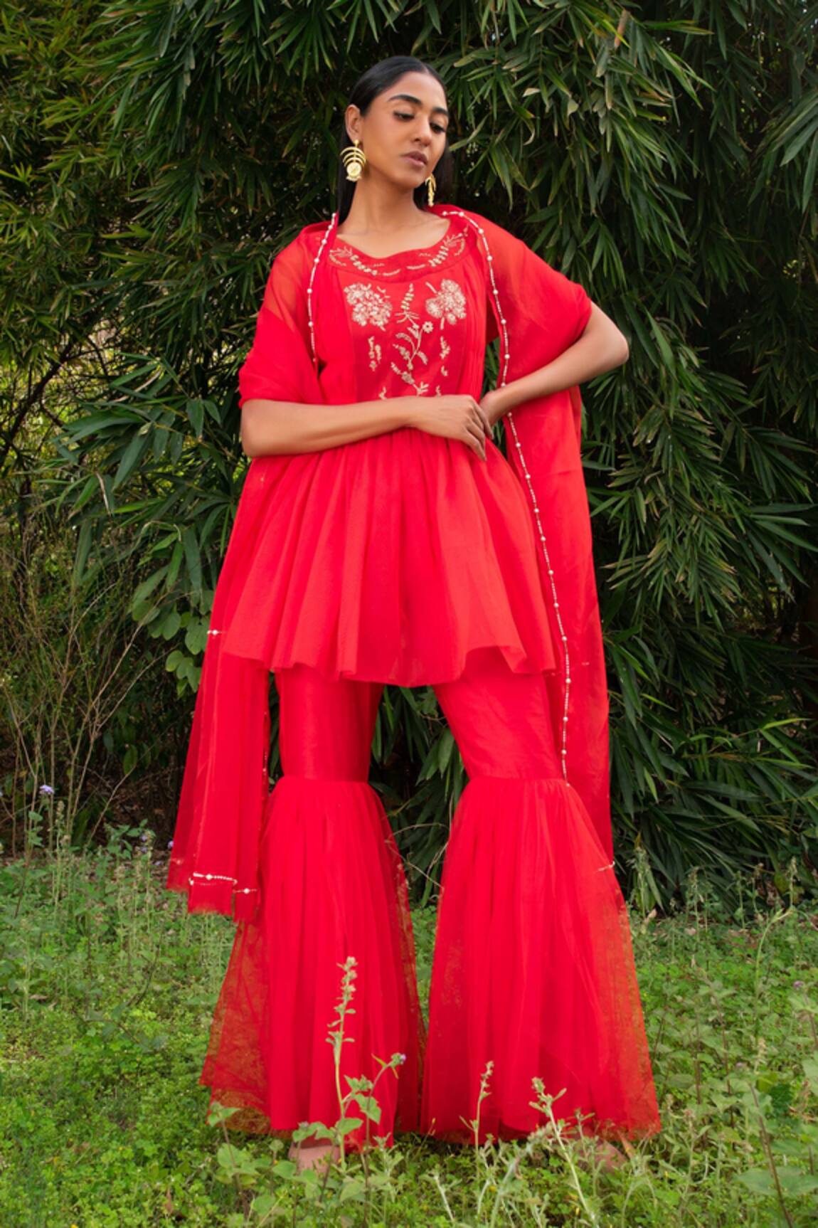 SAKSHAM & NEHARICKA Chanderi Kurta Sharara Set 