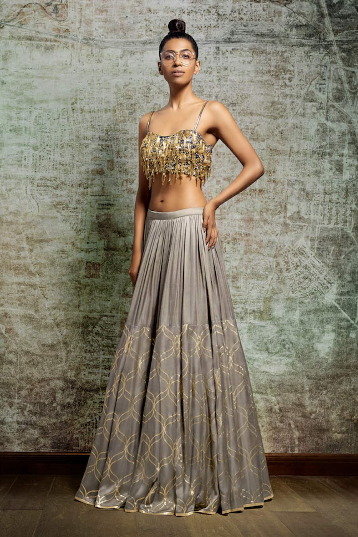 Salian By Anushree Foil Print Lehenga Set