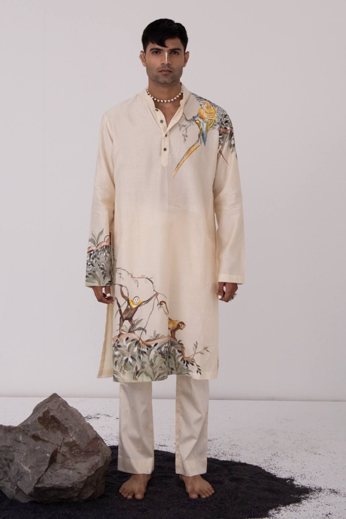 Wabi Sabi Monkey Menance Hand Painted Kurta Set