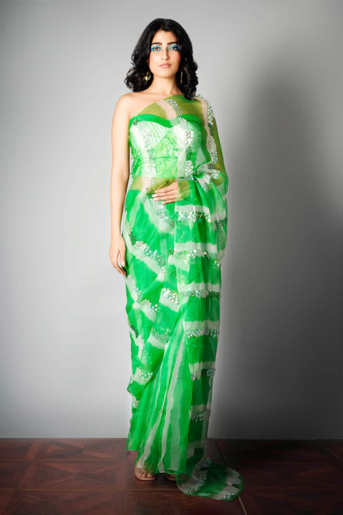 SAKSHAM & NEHARICKA Silk Organza Saree with Blouse Fabric