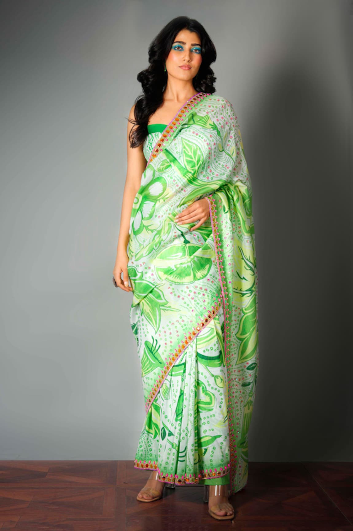 Saksham Neharicka Chanderi Printed Saree with Blouse Fabric