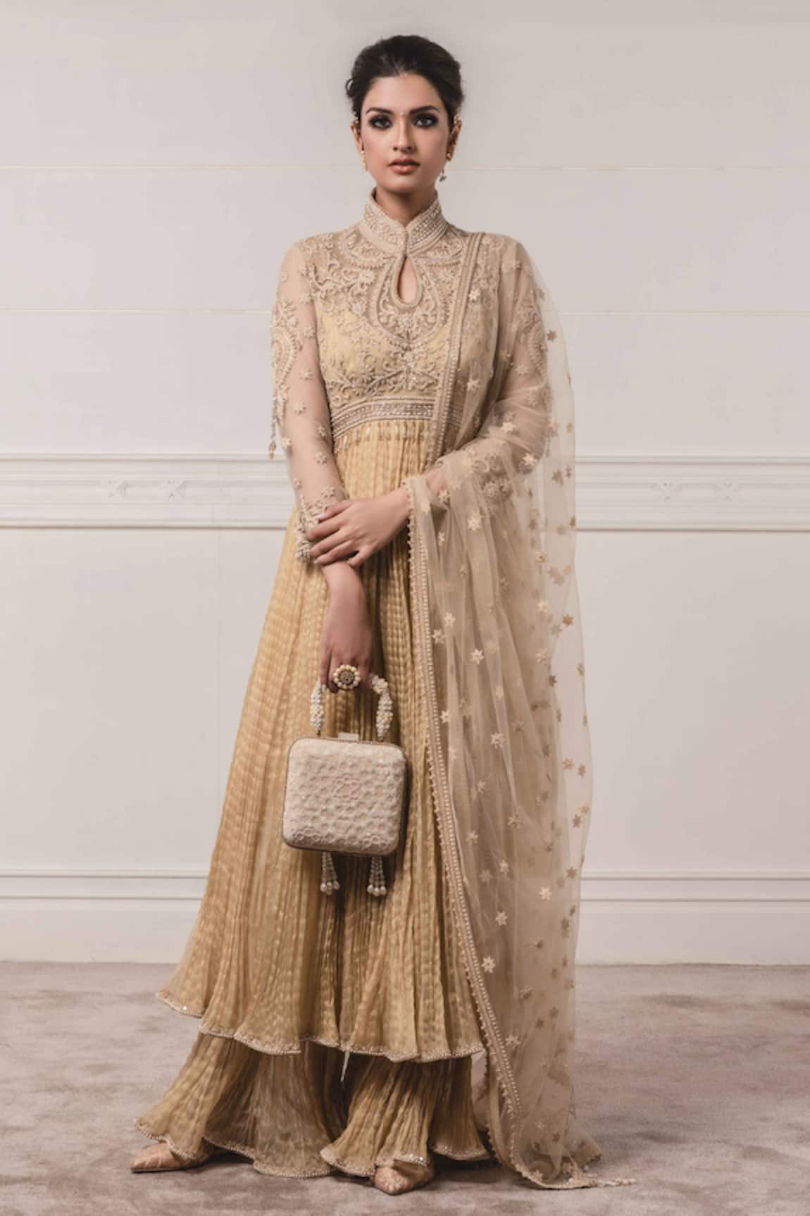 Tarun Tahiliani Tissue Chanderi Anarkali Set 