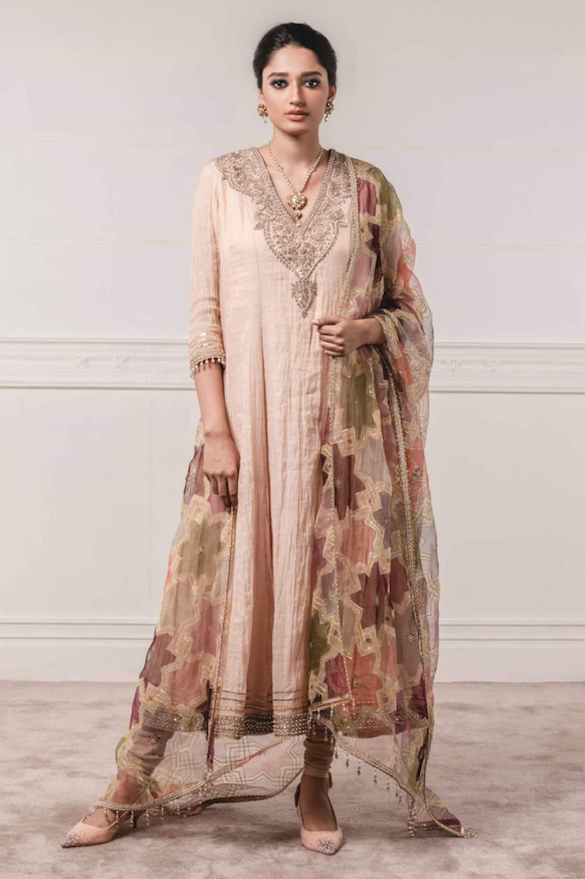 Tarun Tahiliani Tissue Chanderi Anarkali Set 