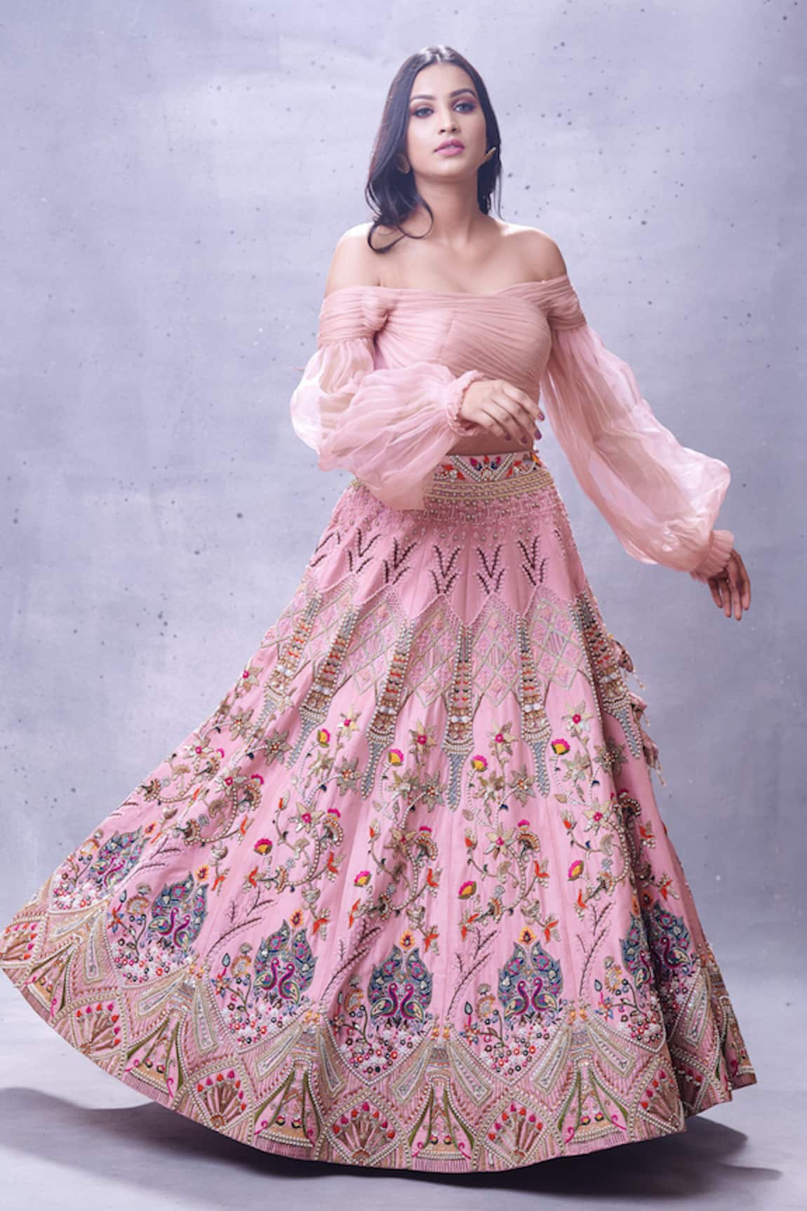 Aman Takyar Ruffle Blouse & Lehenga Set 