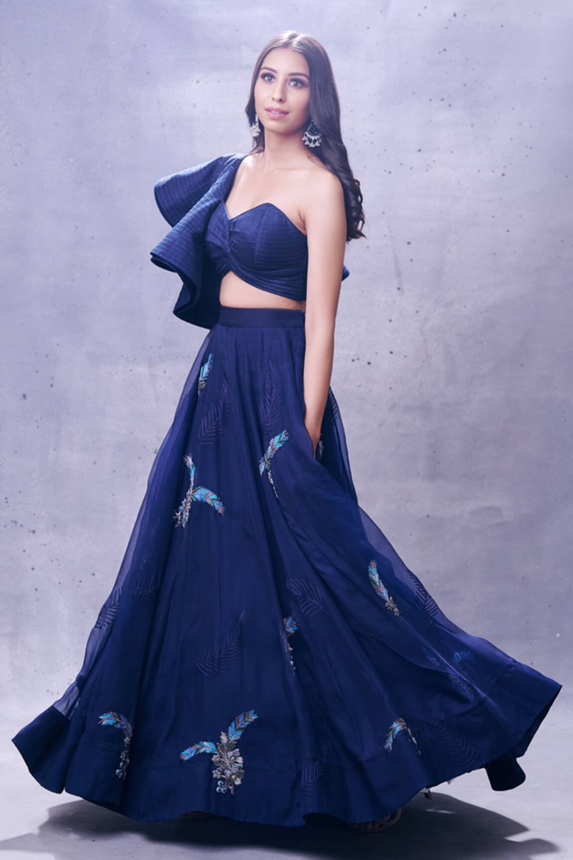 Aman Takyar Ruffle Blouse & Lehenga Set 