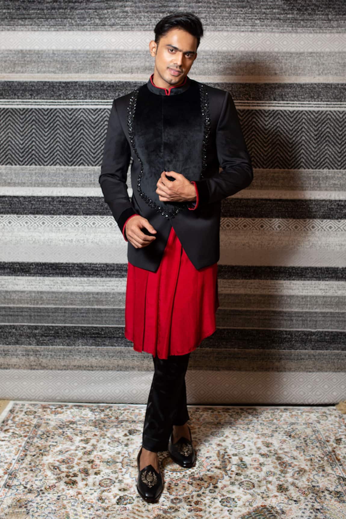 Yajy By Aditya Jain Bandhgala & Kali Kurta Set