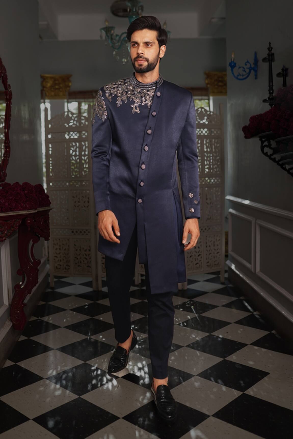 Yajy By Aditya Jain Valmi Embroidered Sherwani & Trouser Set 