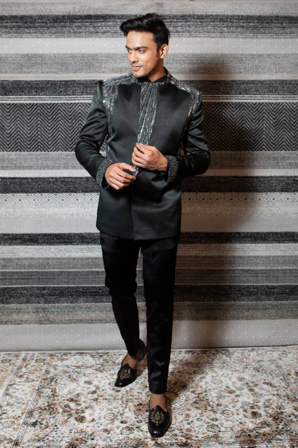 Yajy By Aditya Jain Embroidered Bandhgala Set