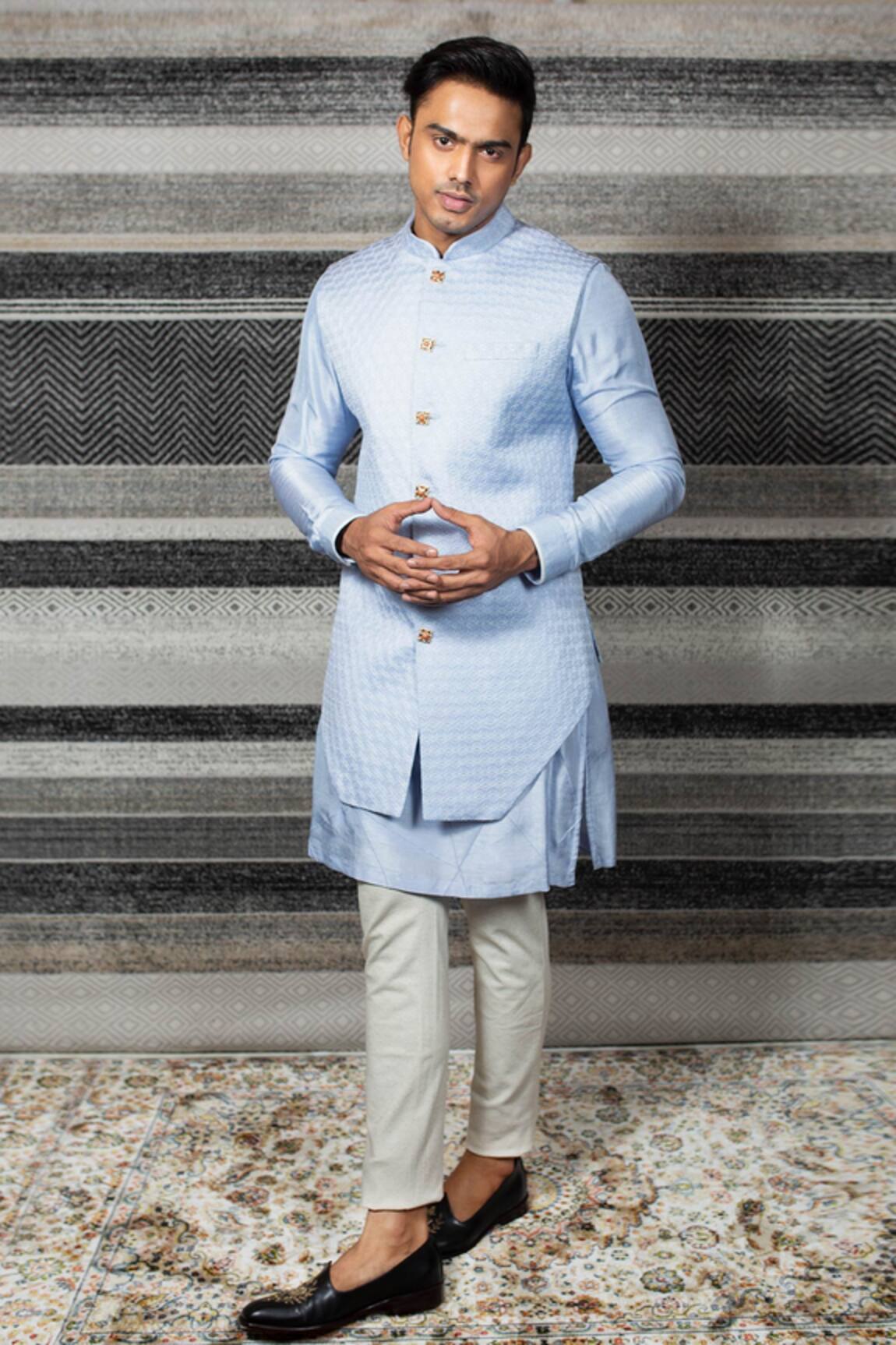 Yajy By Aditya Jain Embroidered Bundi & Kurta Set